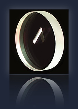 100mm dia. X 25mm thick quartz optics, w/6mm hole at 60 degrees